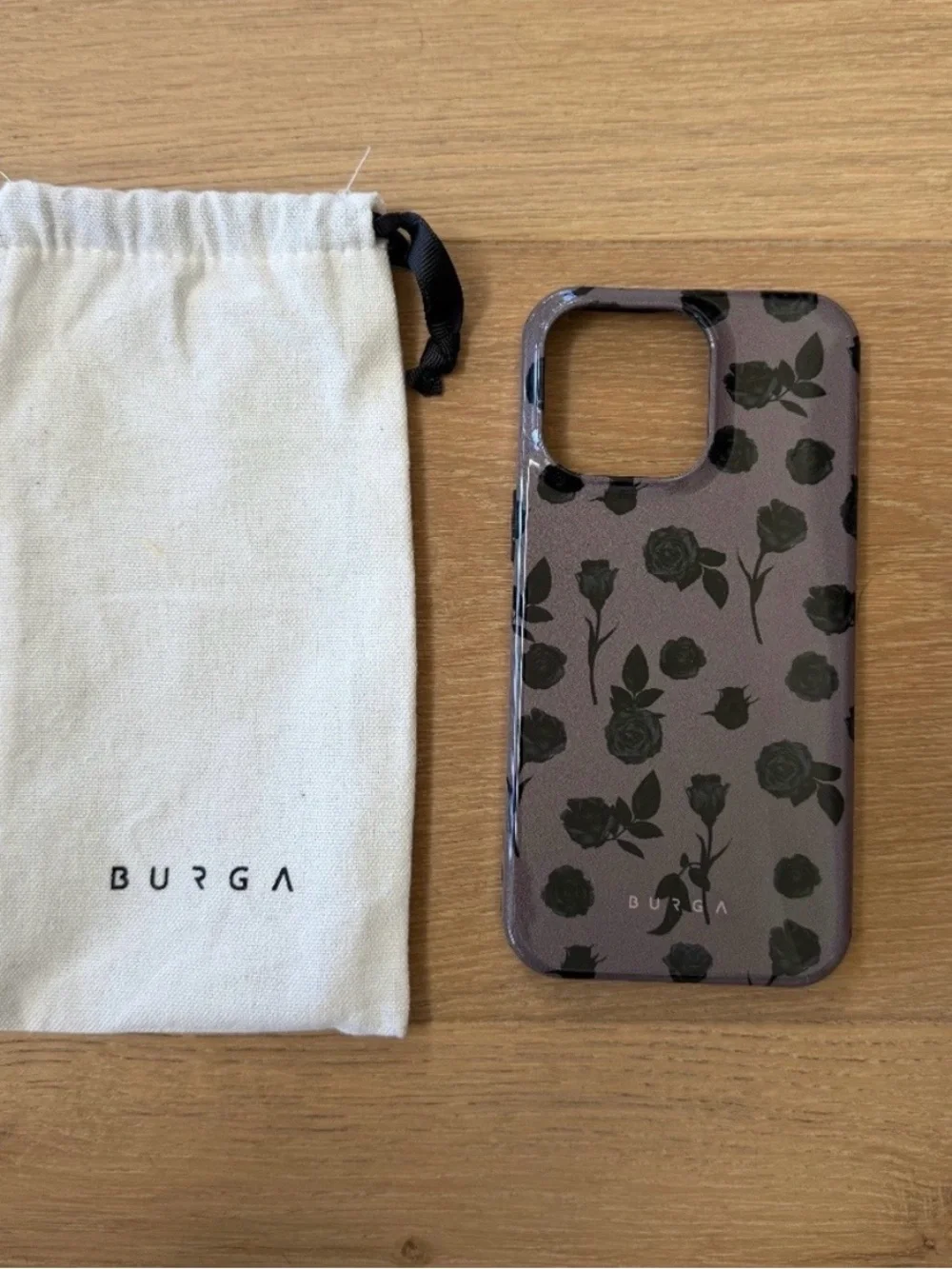 BURGA • Goddess Taupe with Black Rose Print iPhone 16e Case MagSafe Tough